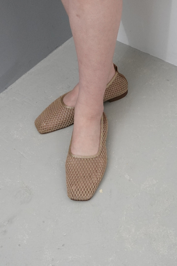 [NUIT] <in stock> Mesh Square Ballet - Black/Beige</in>