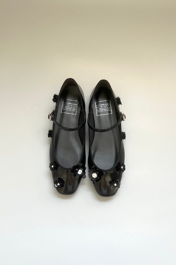 ■VALENTINO GARAVANI■装飾クレープメリージェーンフラット □VALENTINO GARAVANI□装飾クレープメリージェーンフラット