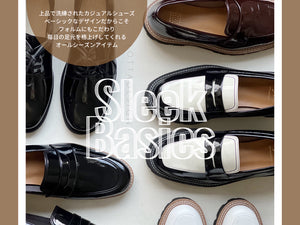 美品 LOTTADESIGN ローファー 黒 LL エナメル 厚底 ステッチ lottadesign プラットフォームローファー 2025年最新】ロッタデザイン