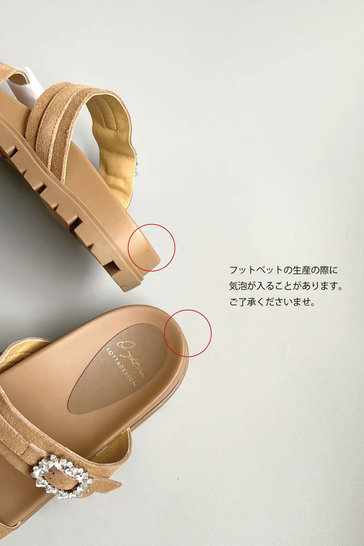 LOTTADESIGN.ロッタデザイン ビジューダブルベルトサンダル 新品】 None / | 【LOTTADESIGN / ロッタデザイン】 ビジュー ダブル