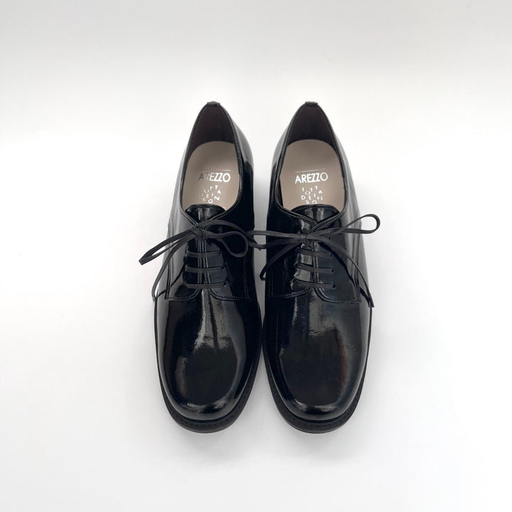 LOTTADESIGN. レースアップシューズ　 ブラックエナメル レースアップシューズ ブラック 日本製｜LOTTADESIGN.×AREZZO